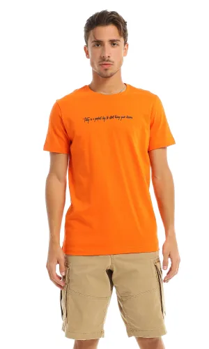 97741 Front Printed Simple Quote Orange T-Shirt