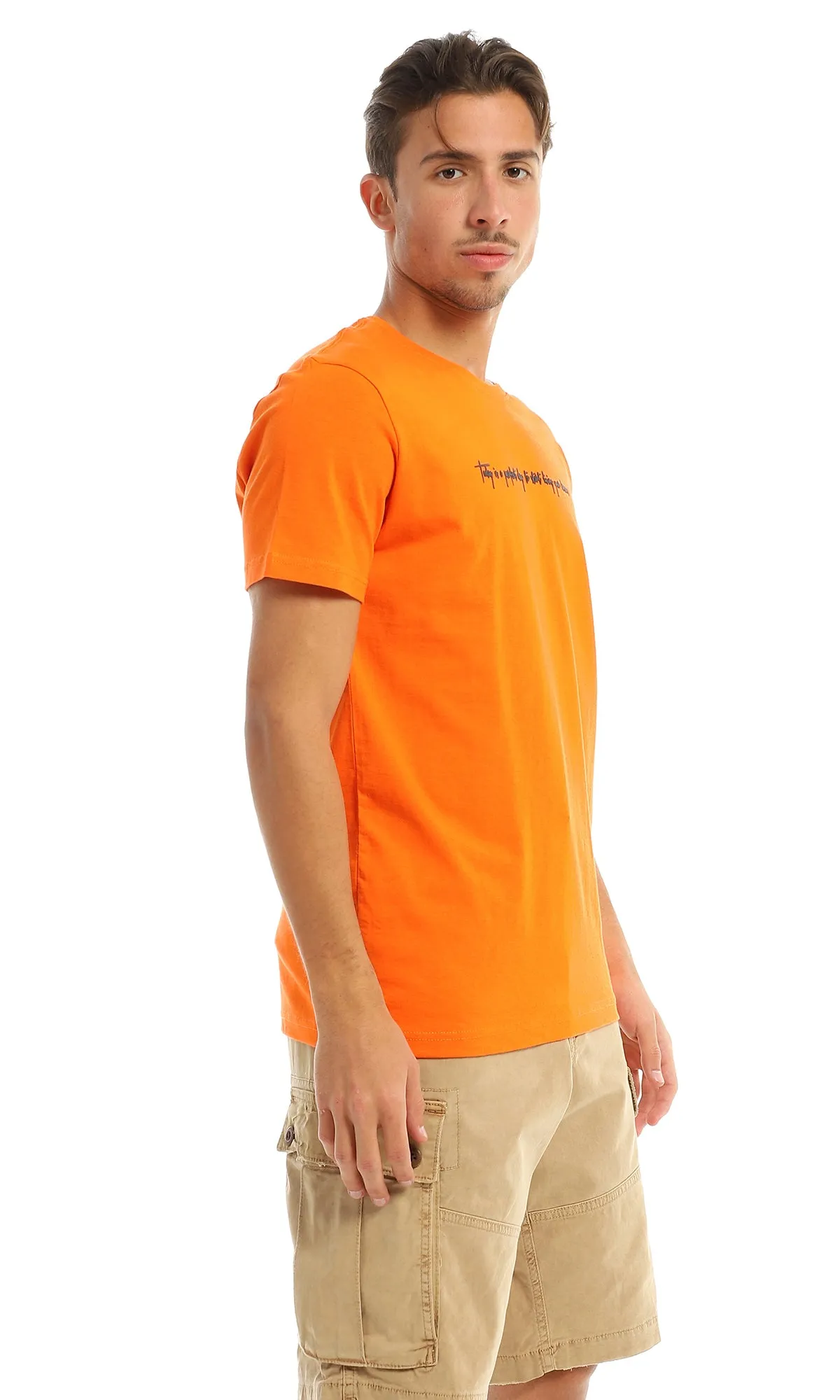 97741 Front Printed Simple Quote Orange T-Shirt