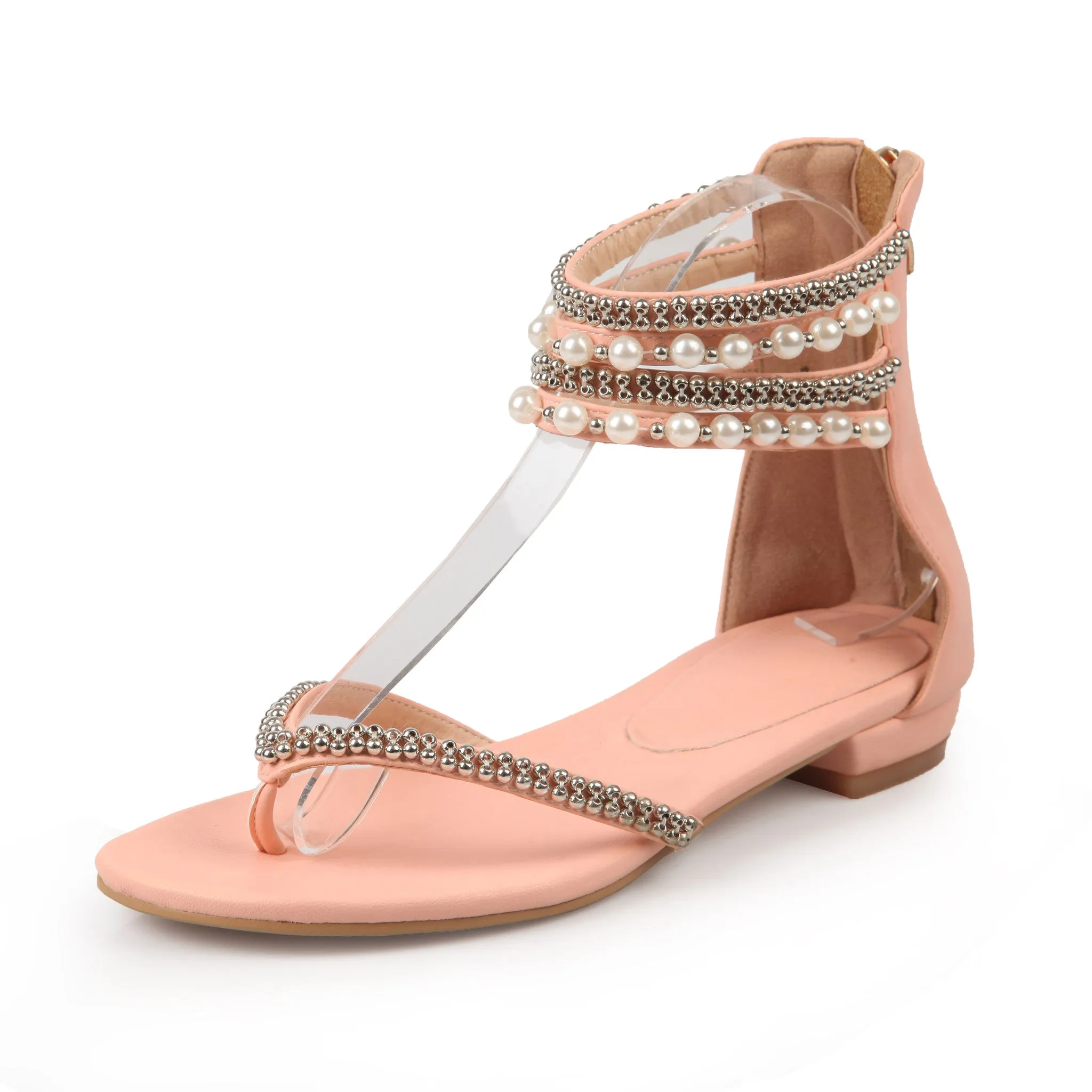 Beading Rhinestone Thong Women's Flat Flops Sandals