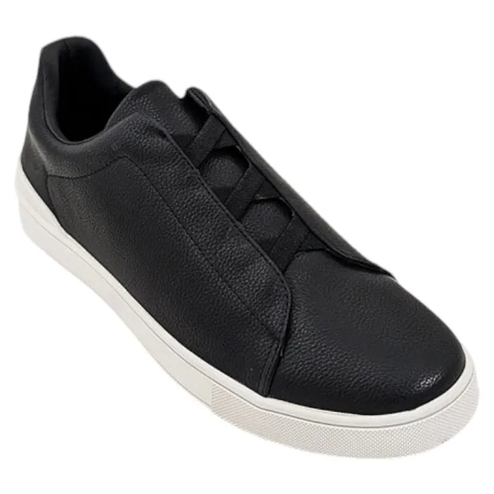 Black Men's Slip-On Leather Sneakers Casual Shoes CS-807