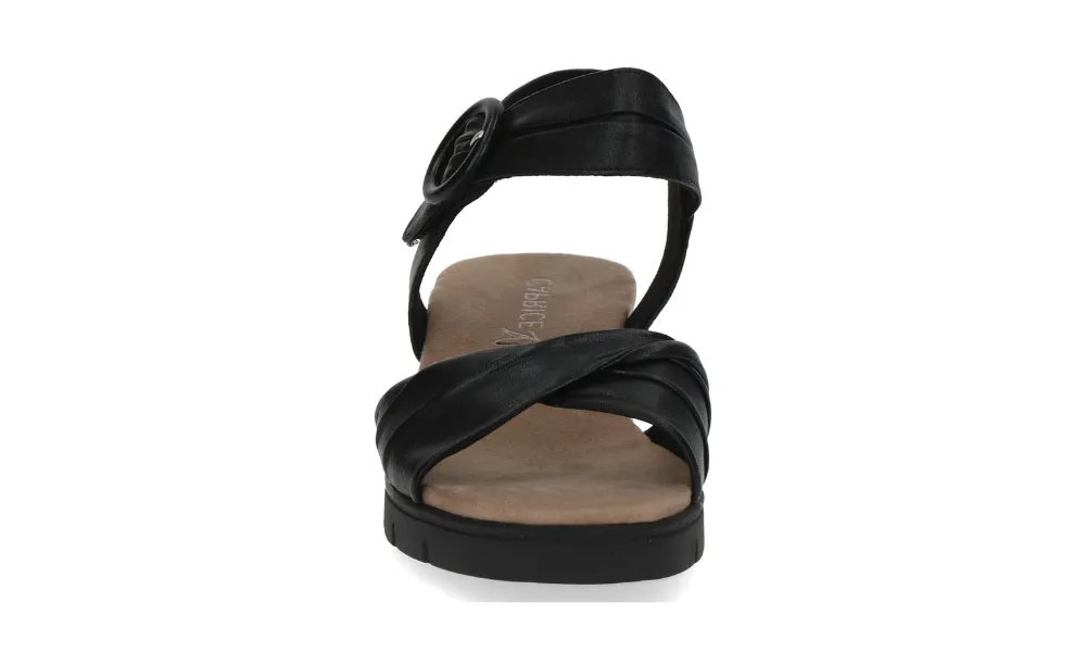 Caprice - Mulan Wedge Leather Sandal Black