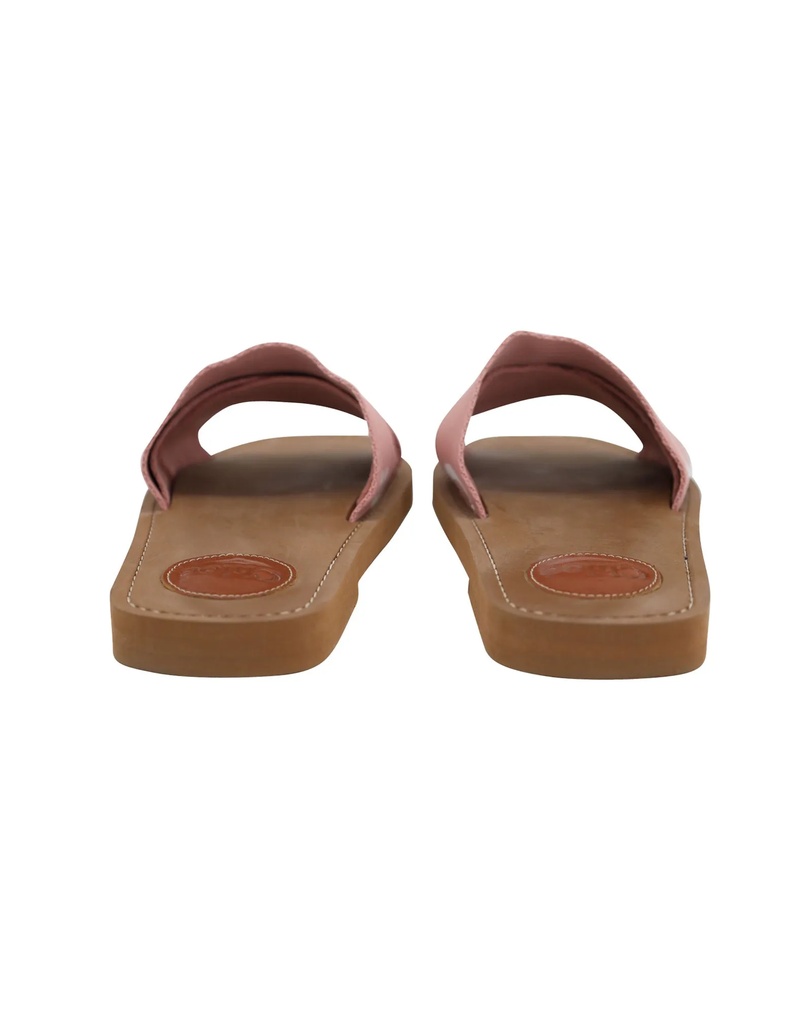 Chloe Logo Straps Woody Flats in Pink Canvas