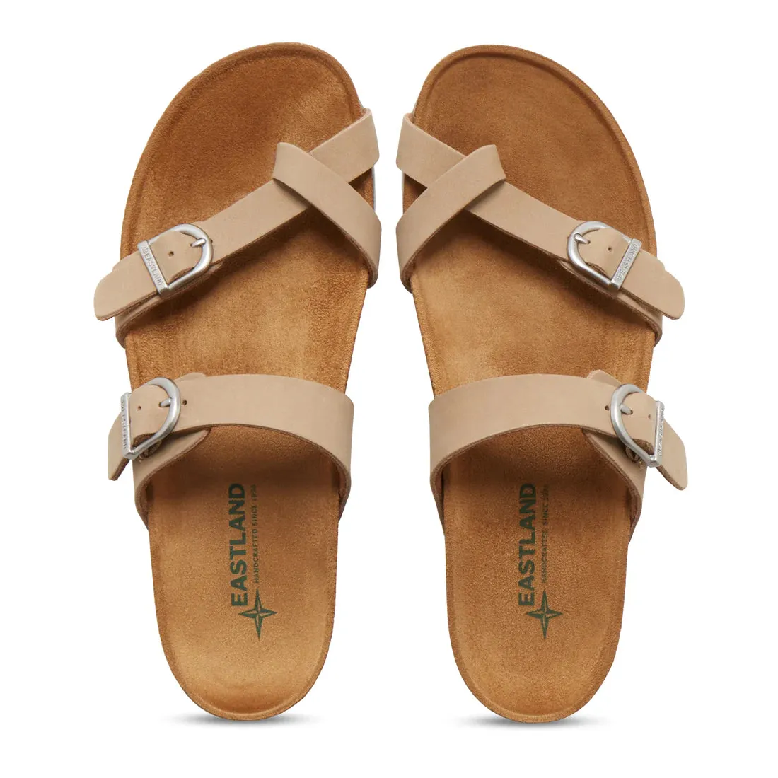 Eastland Women's Tiogo Buckle Strap Thong Sandal - Light Grey 3772-64M