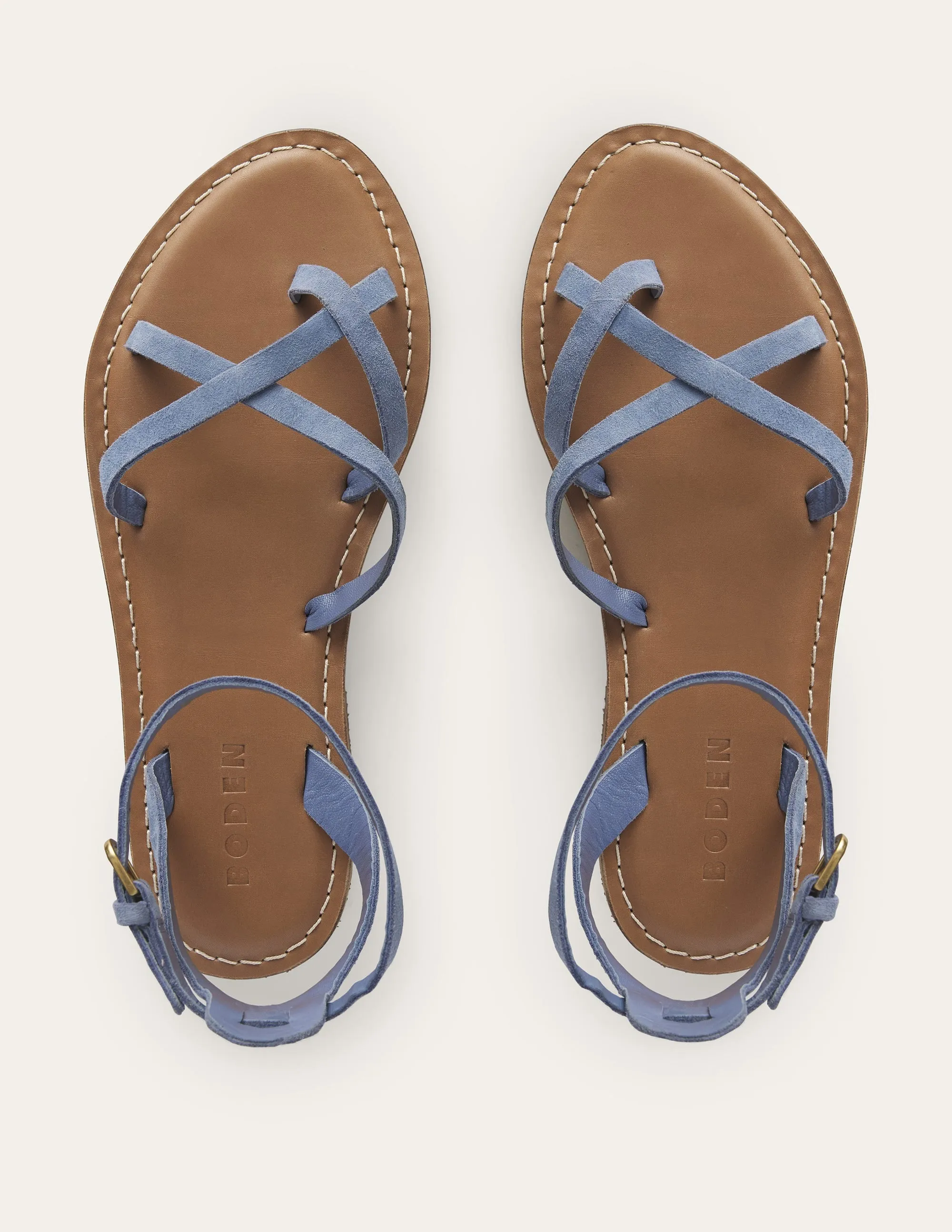 Easy Flat Sandals-Corporal Blue Suede