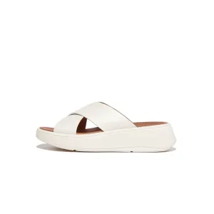 FitFlop Women's F-Mode Leather Flatform Cross Slides- Cream