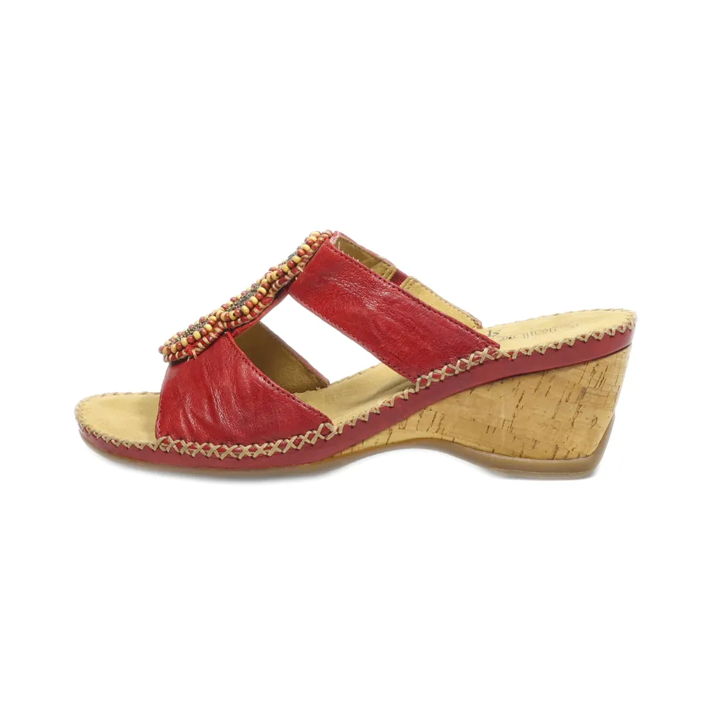 Gabor Wedge Sandals Leather Red Colour For Women