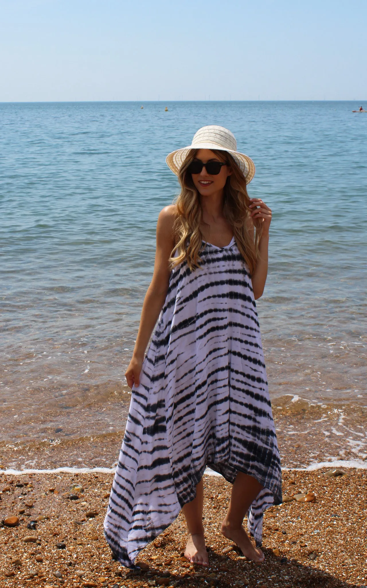 Grey and White Tie Dye Handkerchief Dress