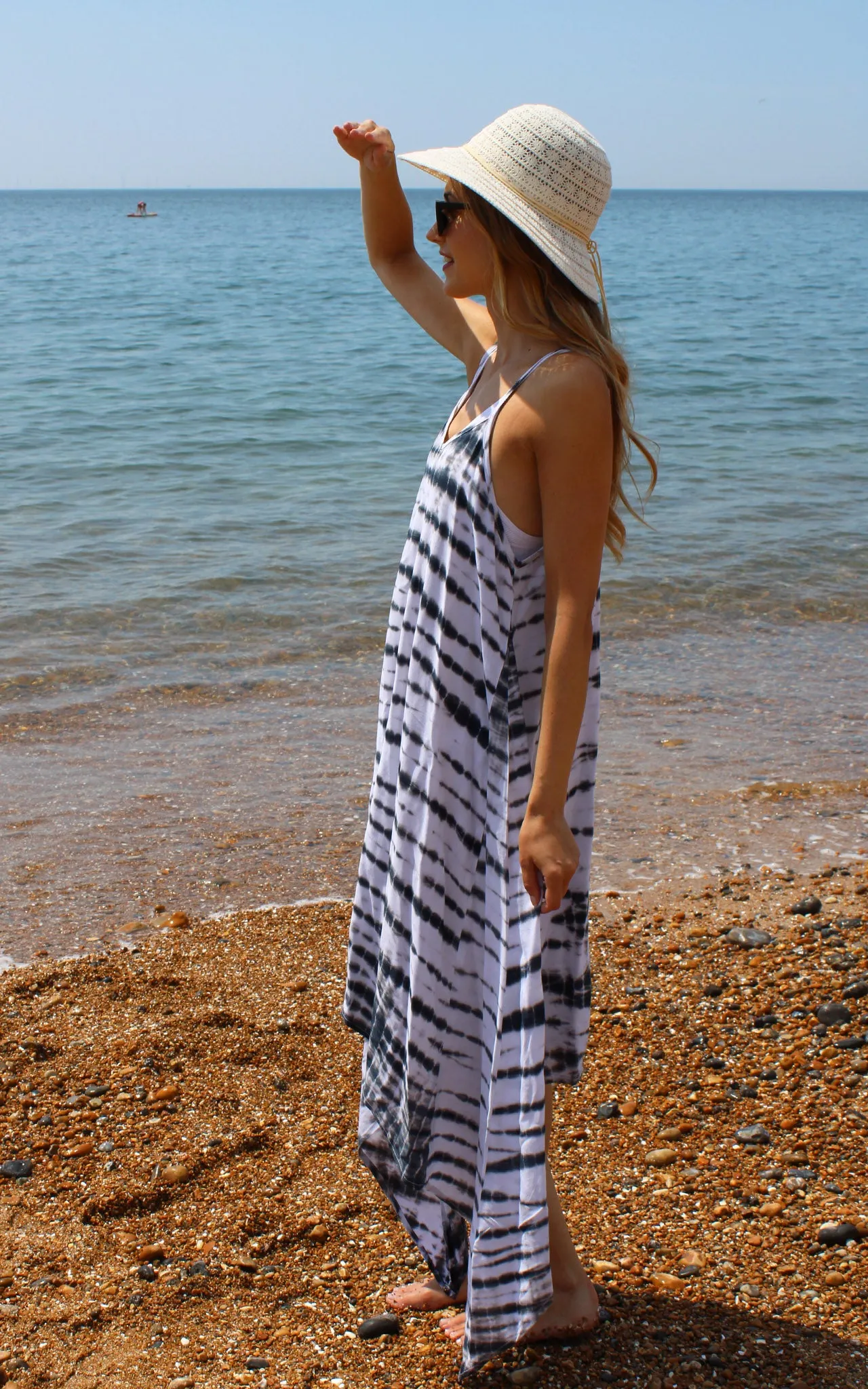 Grey and White Tie Dye Handkerchief Dress