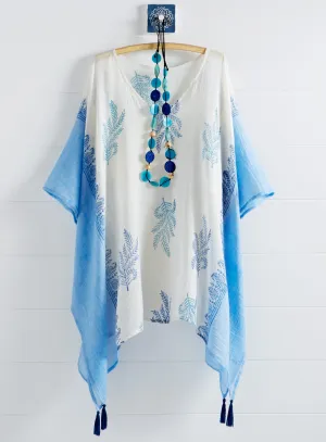 Hand-printed Fern Cotton Caftan Top