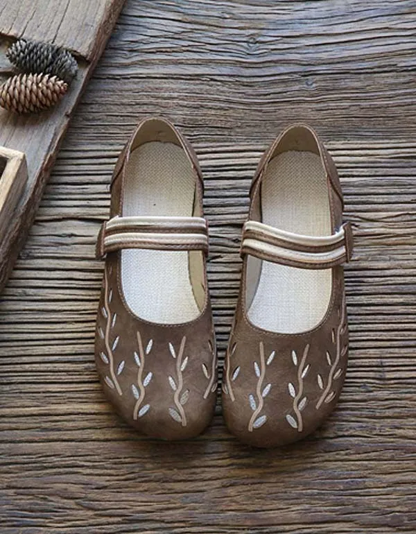 Handmade Hollow Velcro Comfortable Flats