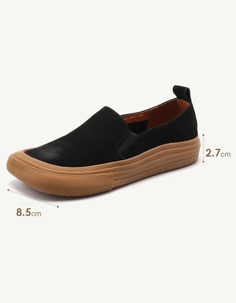 Handmade Square Toe Comfortable Leather Flat Shoes 35-41