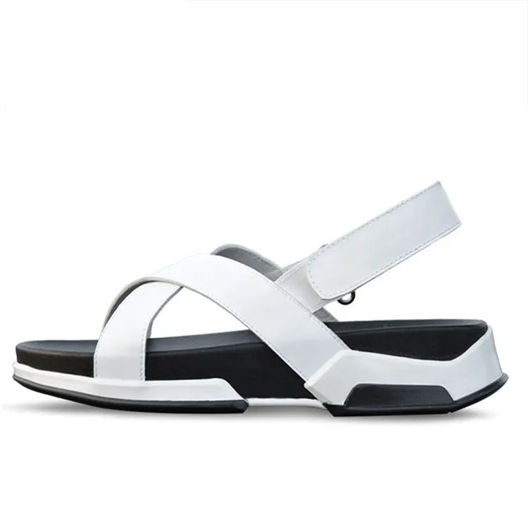 Korean Casual Men's Sandals Genuine Leather Elevator Beach