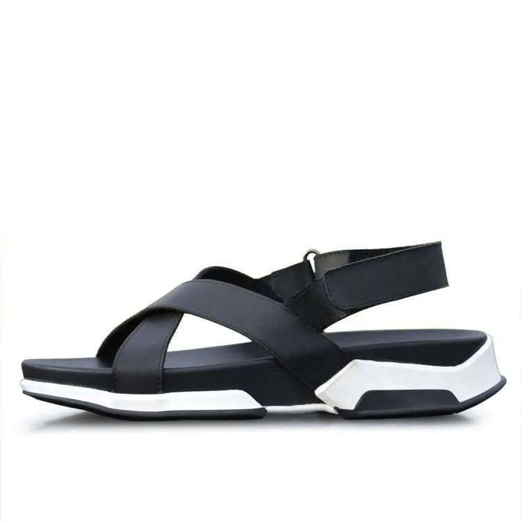 Korean Casual Men's Sandals Genuine Leather Elevator Beach