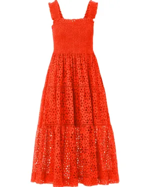 Kristen Dress In Flame Seaside Eyelet