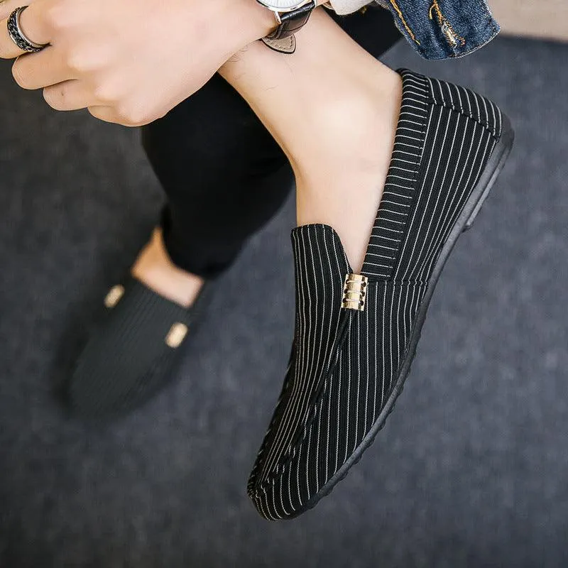 Lazy Striped Casual Peas Loafers