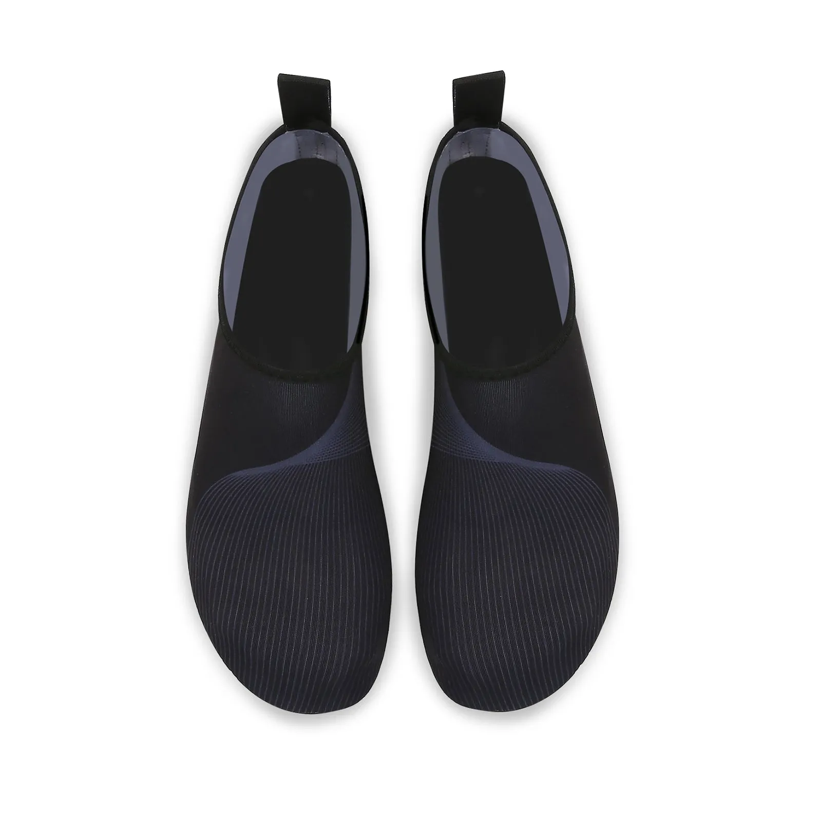 Men and Women a Slip On Barefoot Quick-Dry Beach Aqua Yoga Water Shoes (Curved Line/Black)