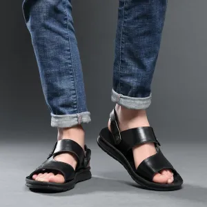 Men's soft PU leather beach sandals