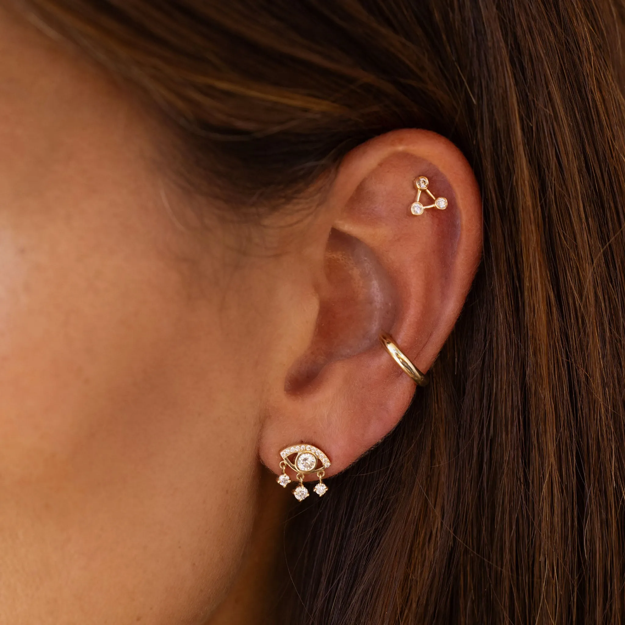 Mini Summer Triangle Diamond Constellation Earring | Ready to Ship