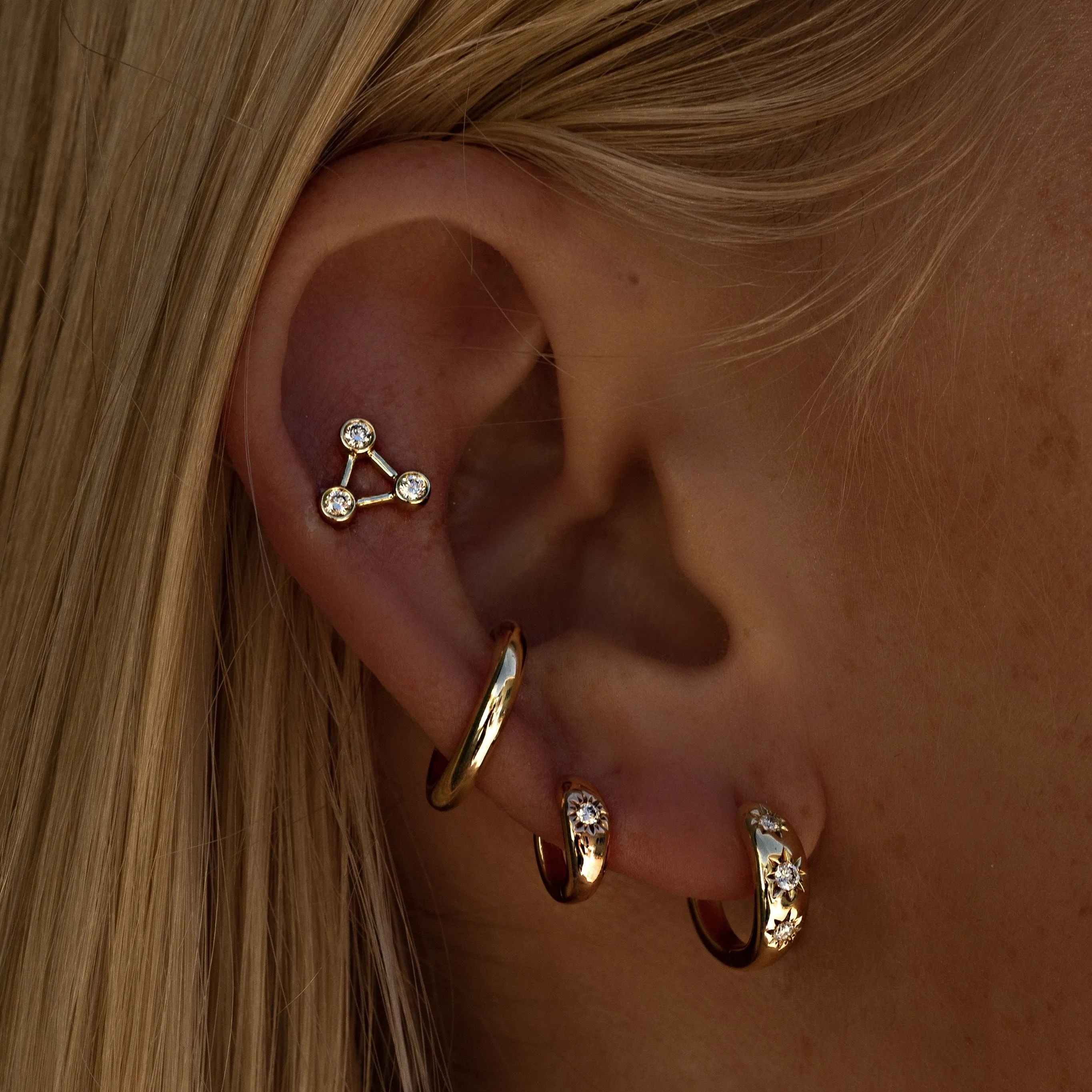 Mini Summer Triangle Diamond Constellation Earring | Ready to Ship