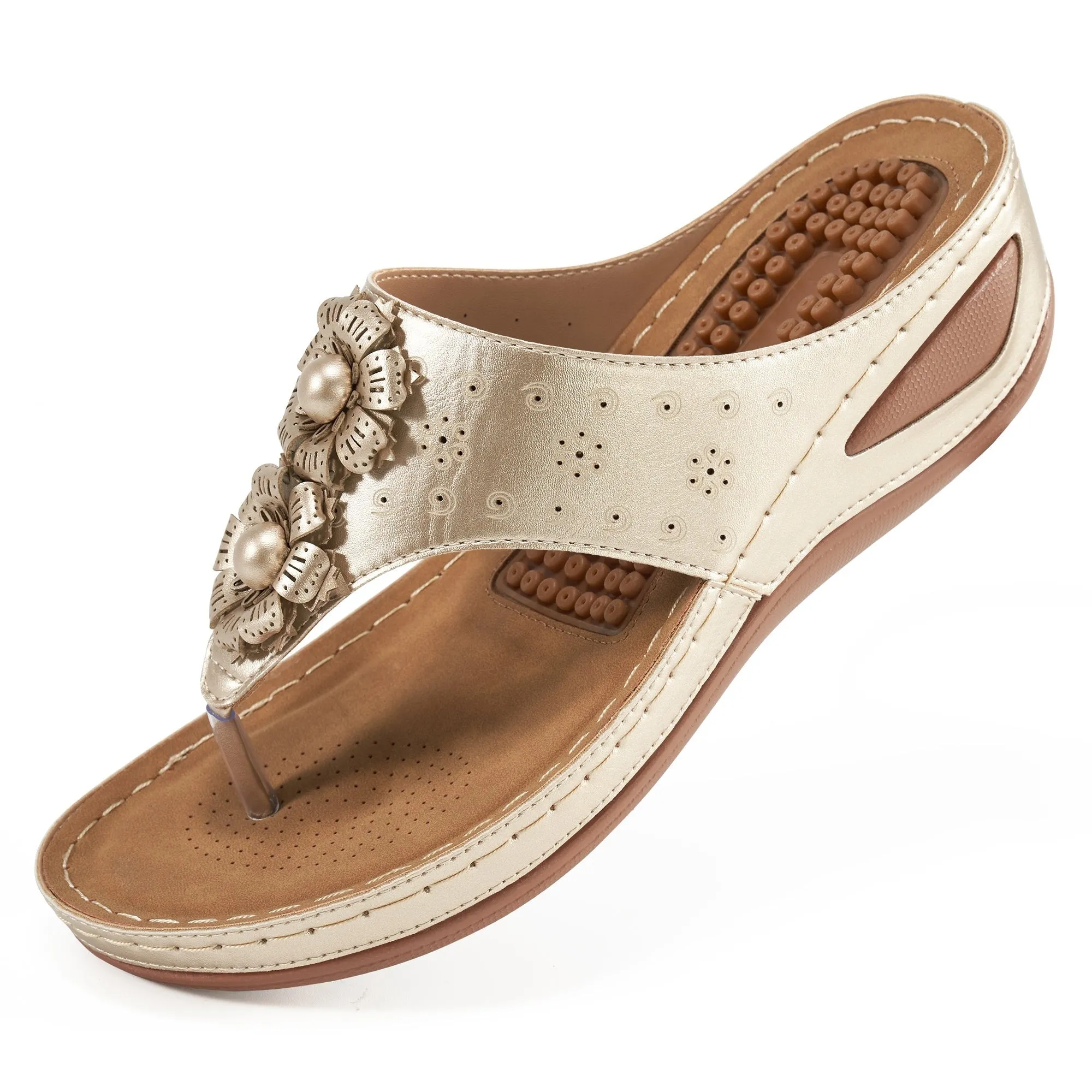 【No.4】Women's Sandals With Arch Support Flip Flops Platform Wedge Sandals Beach