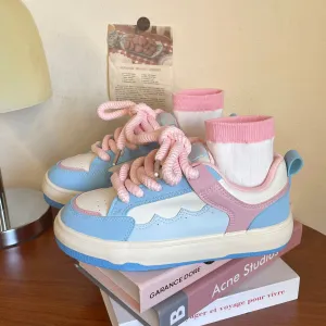 Pink White Blue Yellow Lace Sporty Sneakers Running Shoes