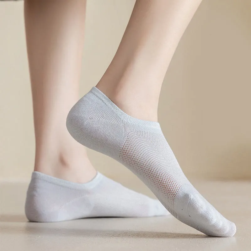 Plus Size Soft Solid Color No Show Socks(7 Pairs)