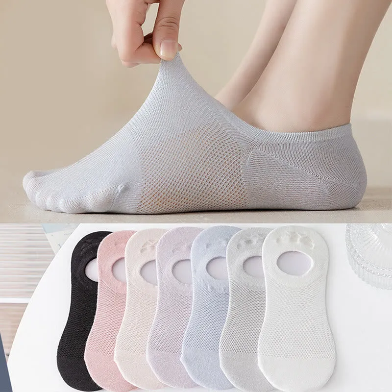 Plus Size Soft Solid Color No Show Socks(7 Pairs)