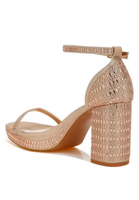 Ronan Rhinestones Embellished Block Sandals