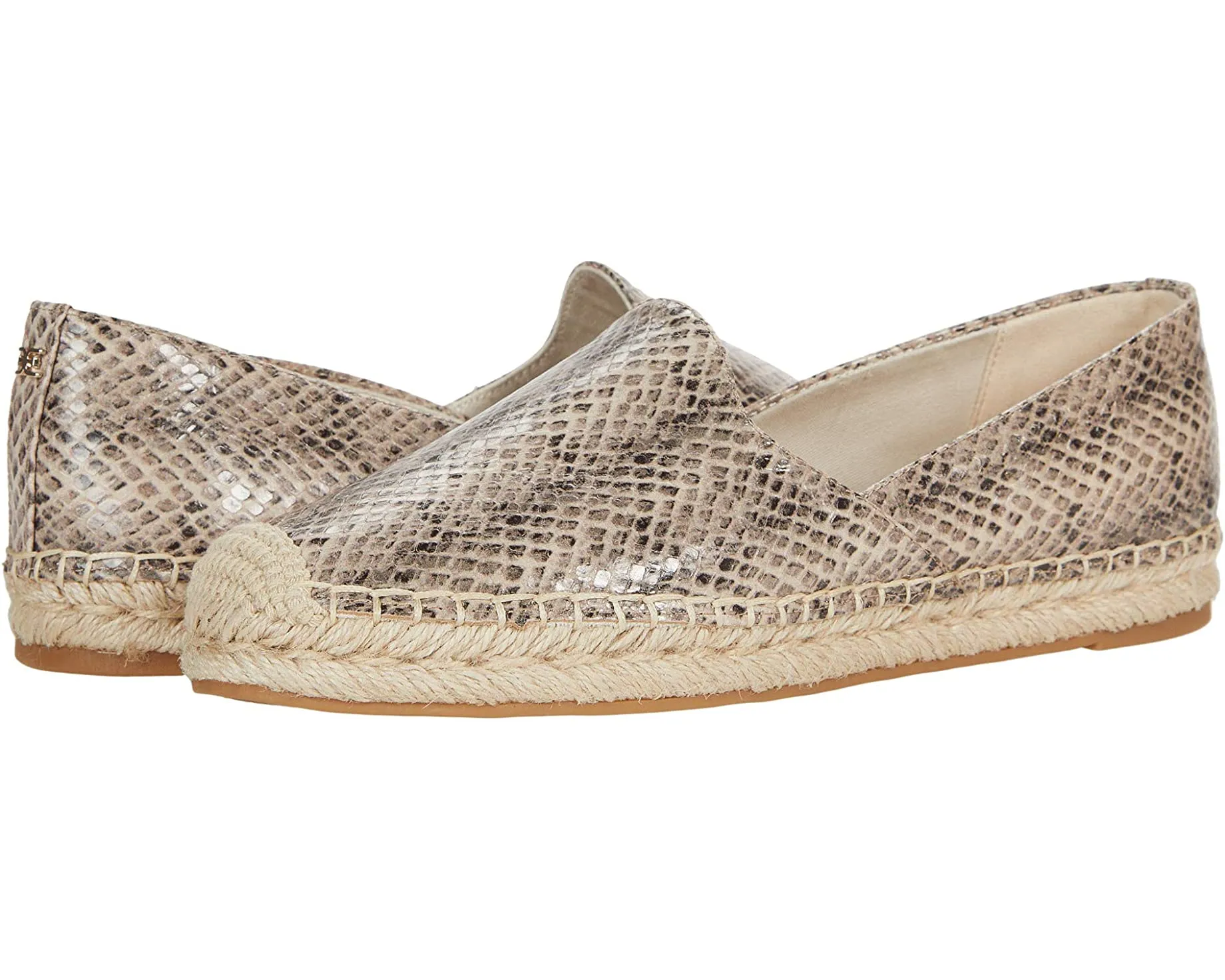 Sam Edelman Kesia Sesame Leather Espadrille Rounded Toe Slip On Loafers Flats