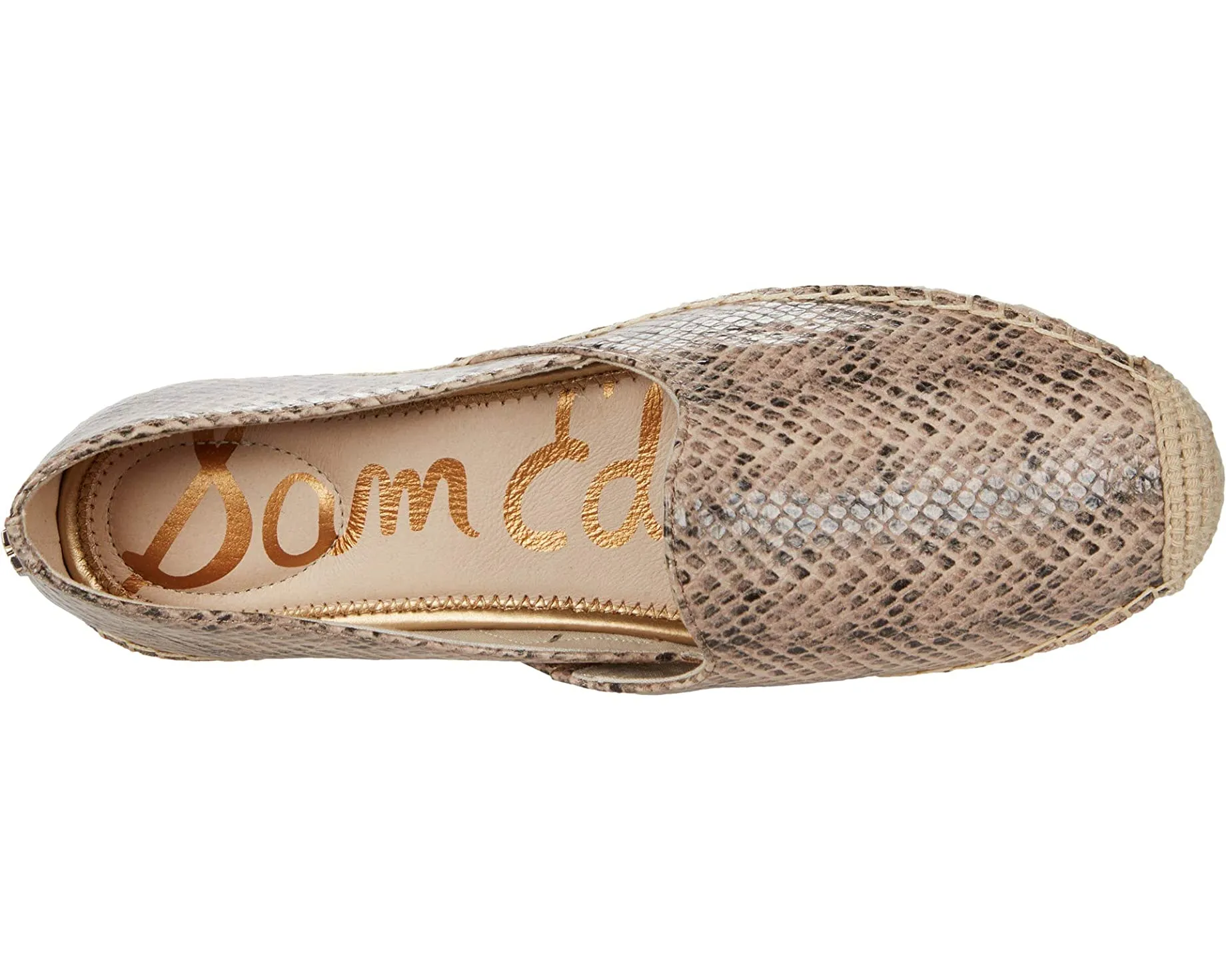 Sam Edelman Kesia Sesame Leather Espadrille Rounded Toe Slip On Loafers Flats