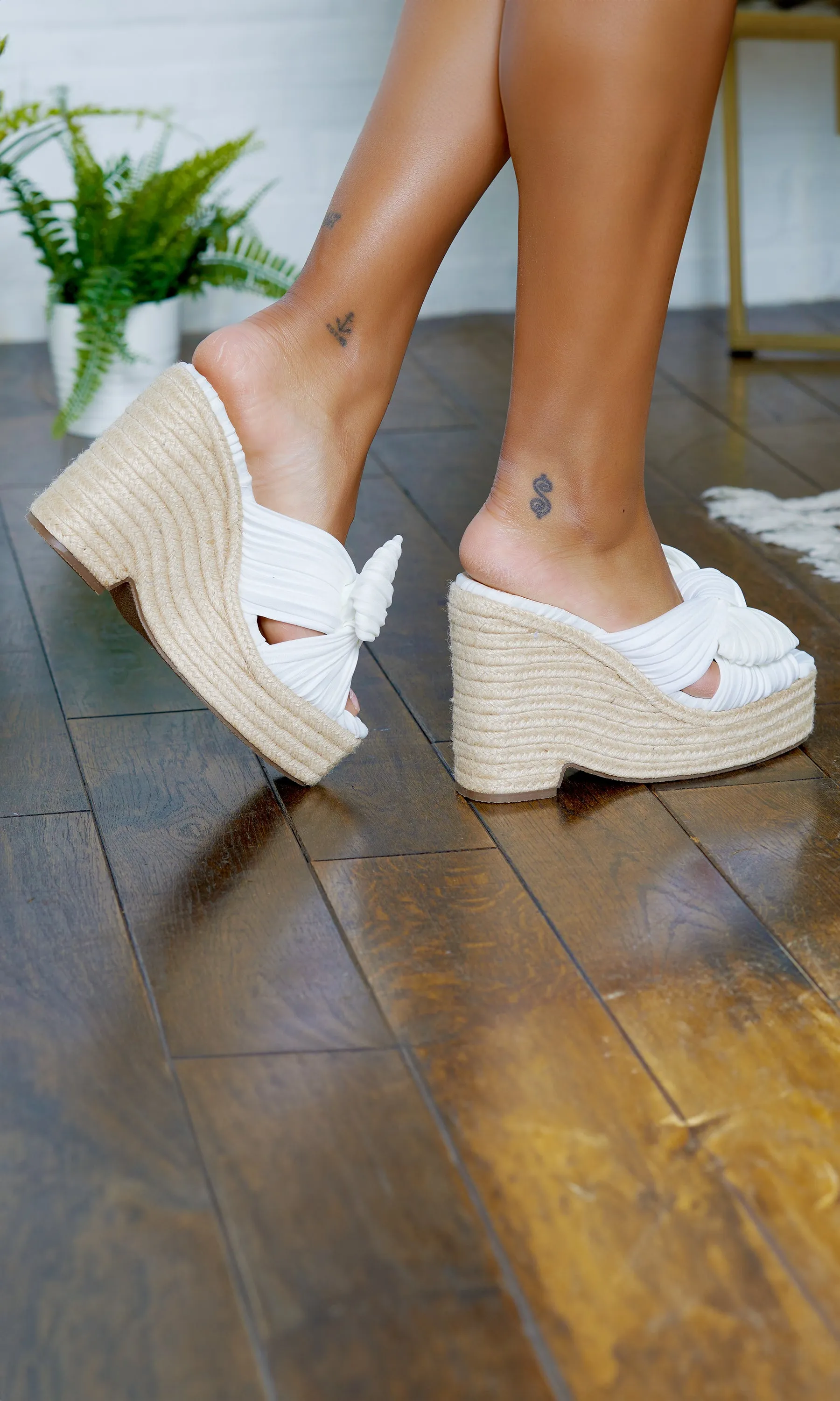 Slip-On Wedge Sandals - White