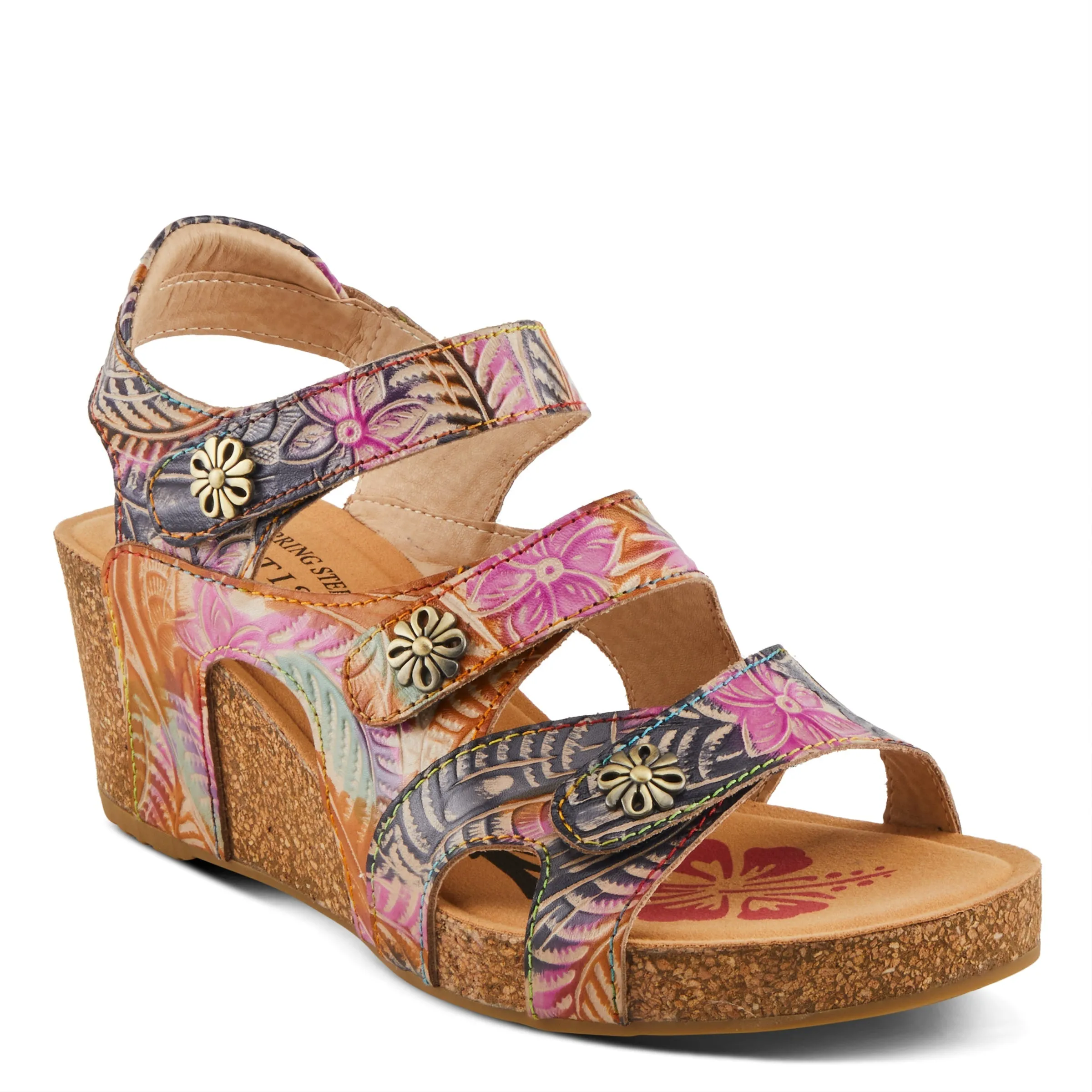 Spring Step Shoes L'Artiste Bonvoyage Women's Navy Multi Elegant and Stylish Sandals