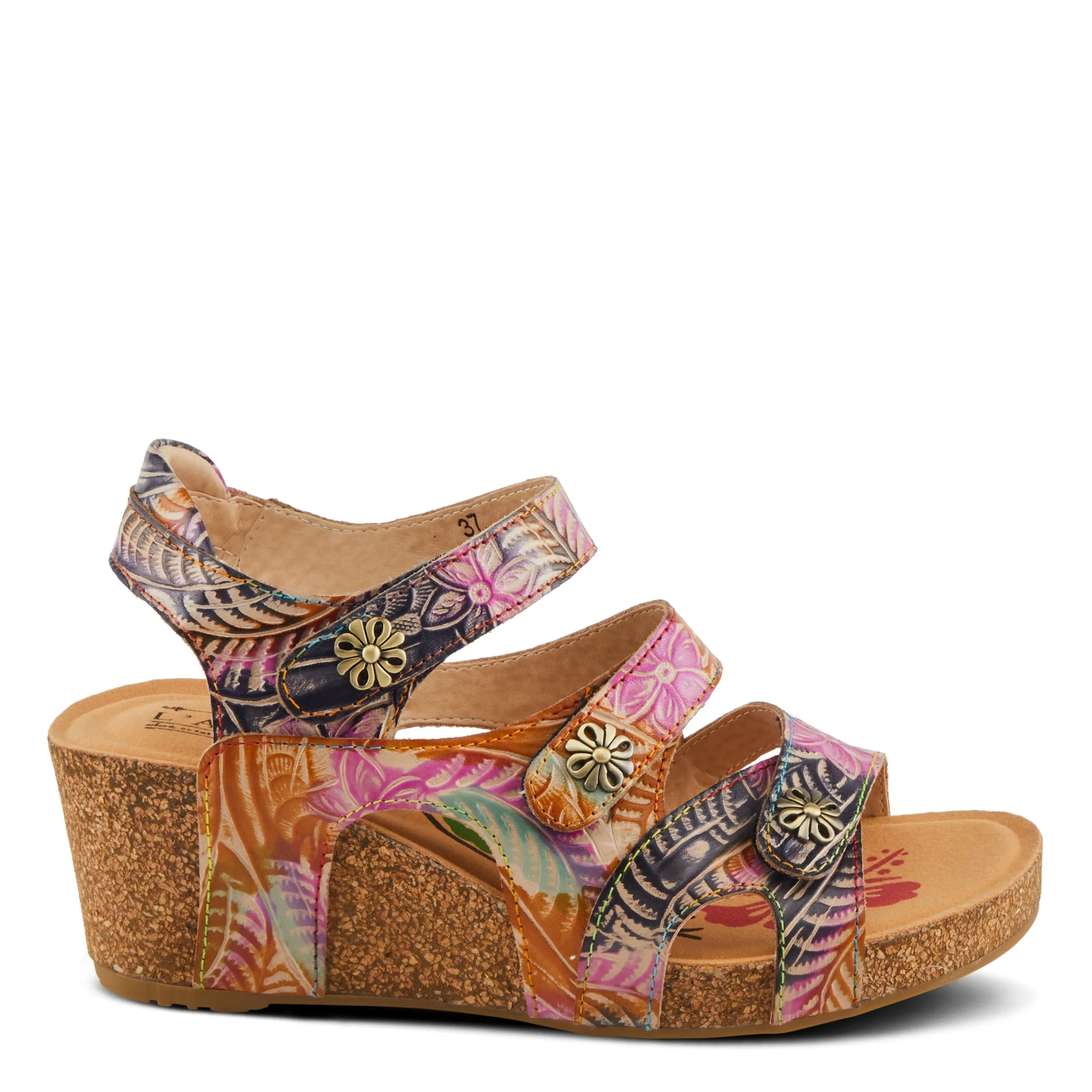 Spring Step Shoes L'Artiste Bonvoyage Women's Navy Multi Elegant and Stylish Sandals