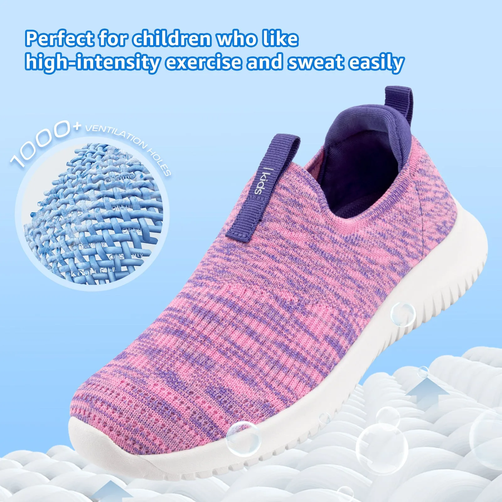 STQ Kids Shoes Girls Boys Lightweight Slip on Walking Sneakers