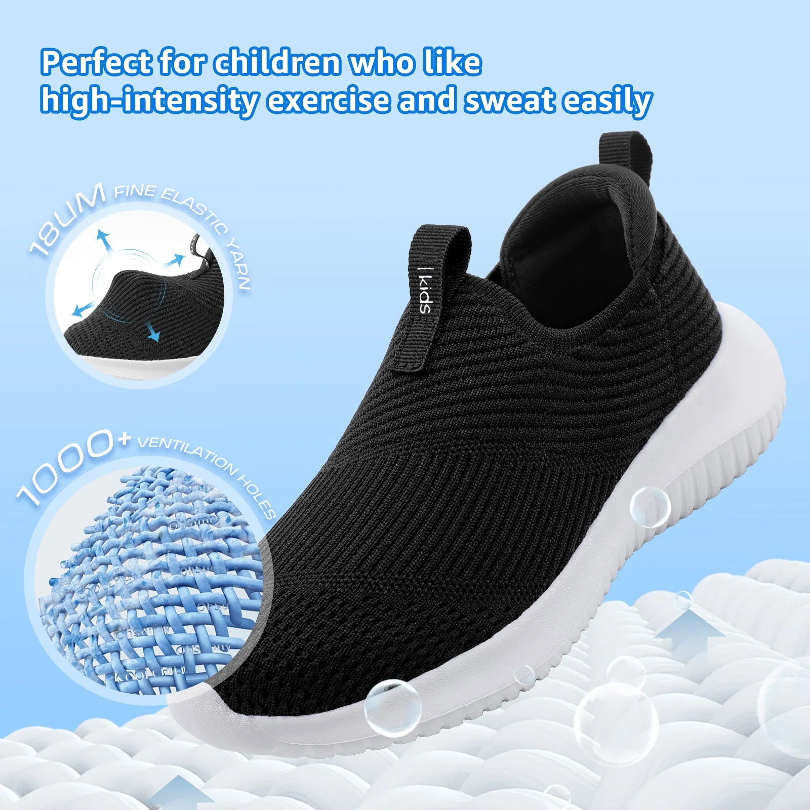 STQ Kids Shoes Girls Boys Lightweight Slip on Walking Sneakers