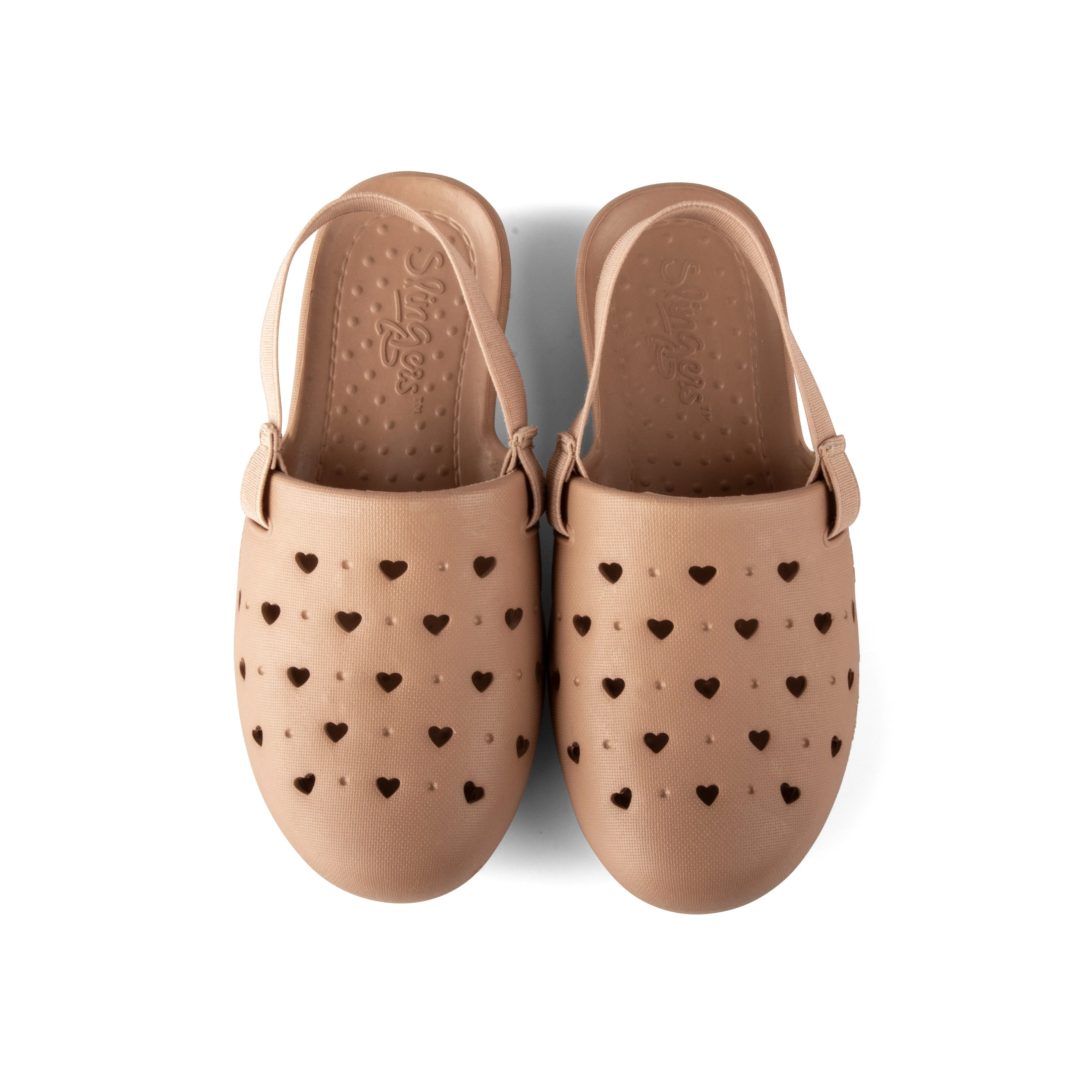 TAN HEARTS JUVENILE SLINGERS  <span style="font-size: 12px; font-weight: normal;"><br> Kids water sandal <br> *Runs true to size compared to EU sizing</span>>