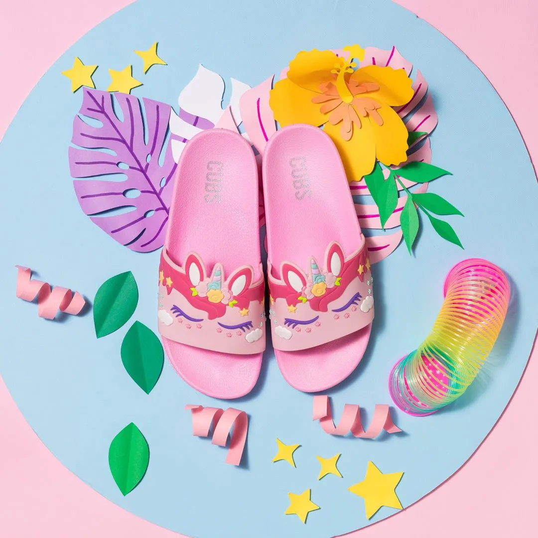 Unicorn Face Pink Slides