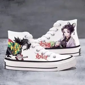 Unisex Demon Slayer Canvas Shoes - Nezuko & Tanjiro Design