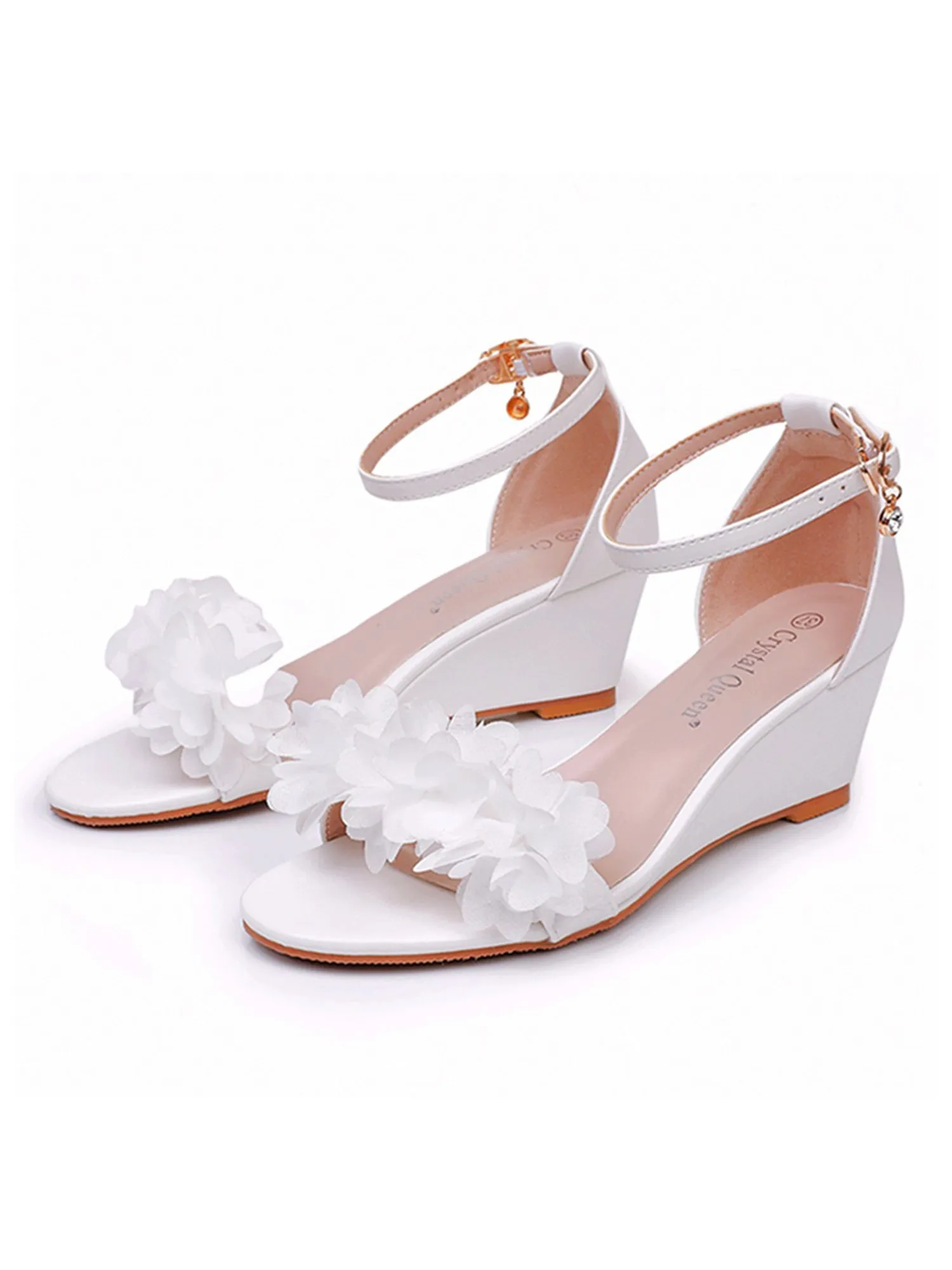 White Floral Open Toe Ankle-Strap Beach Sandals