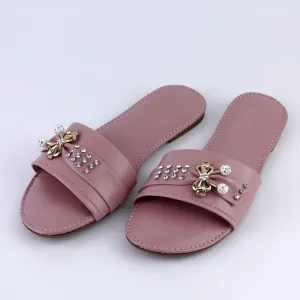 Women Soft Slides Bow Decor Shoes Round Toe Sandals Casual Flats