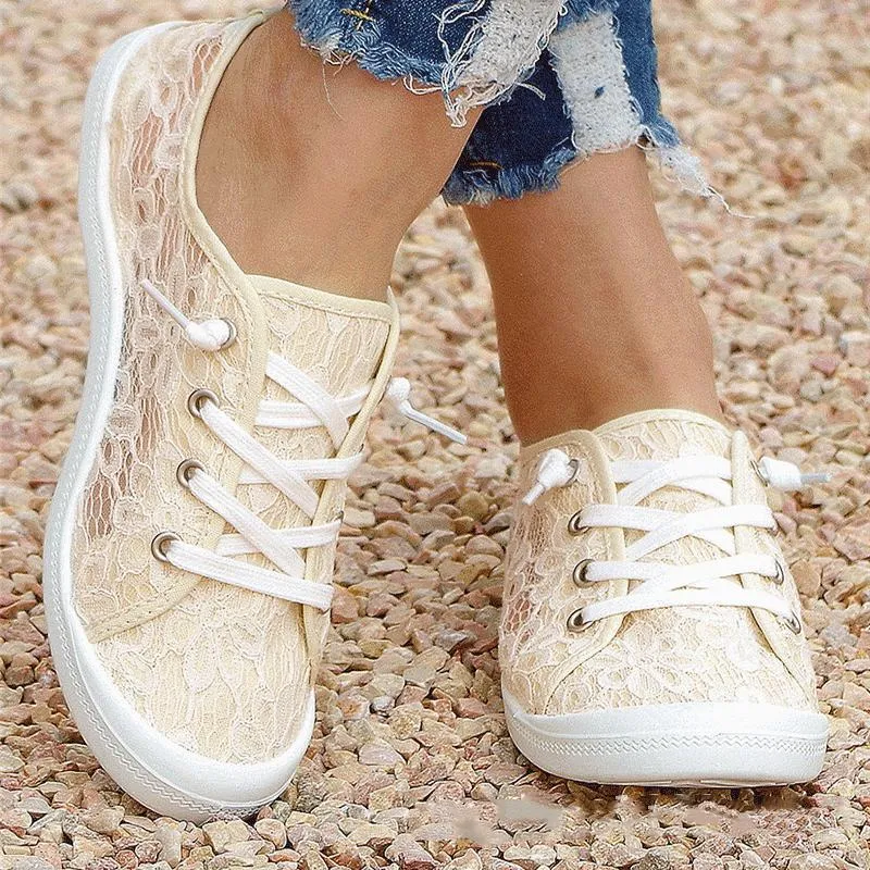 Women summer fashion lace flowers breathable slip on sneakers