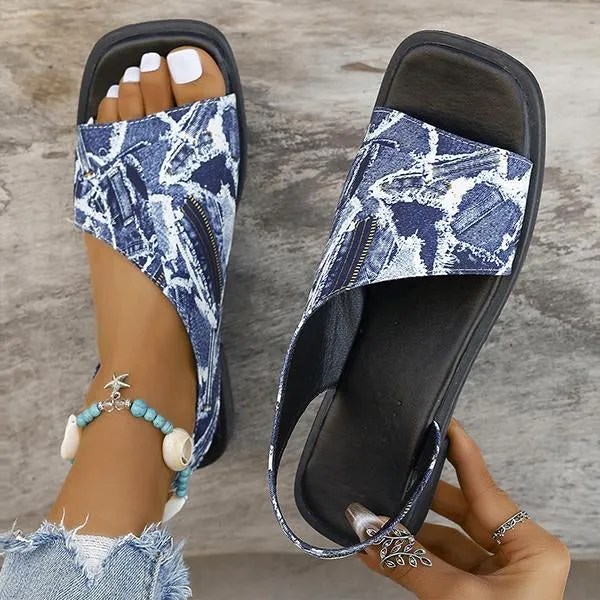 Women's Casual Skeleton Print Beach Flat Sandals 69713664S