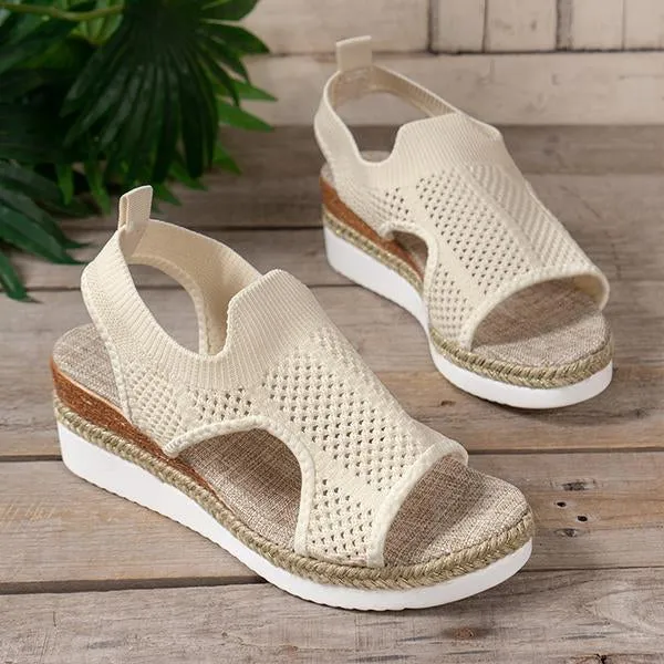 Women's Casual Wedge Flyweave Hollow Beach Sandals 60477569S